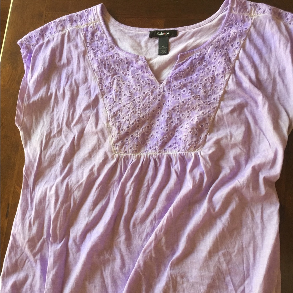 Style & Co eyelet, purple top; size XL